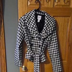 Candie's Vintage Cachet Classic Houndstooth Trench Coat